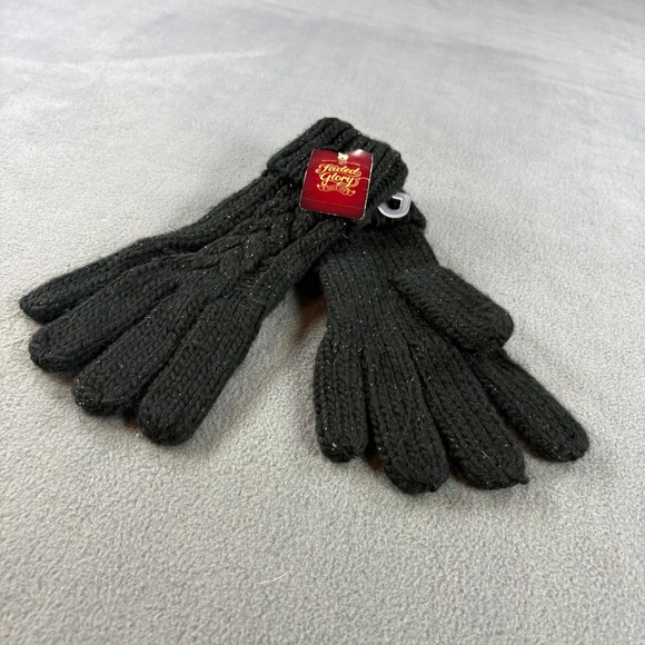 Faded Glory Accessories - Faded Glory Women Black Soot Cable Knit Shimmer Gloves FG173320 One Size NWT